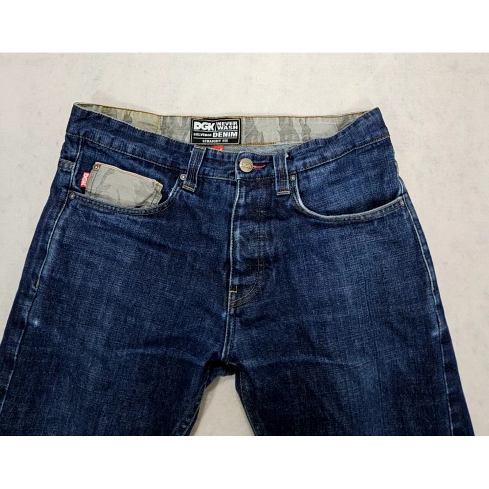 DGK Jeans Mens 32 X 30 Straight Fit Never Wash Selvedge Camo indigo Y2K Vtg - Picture 2 of 14